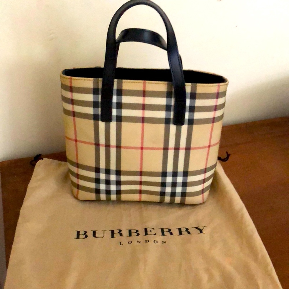 Authentic Vintage Burberry Check Tote Bag Rare